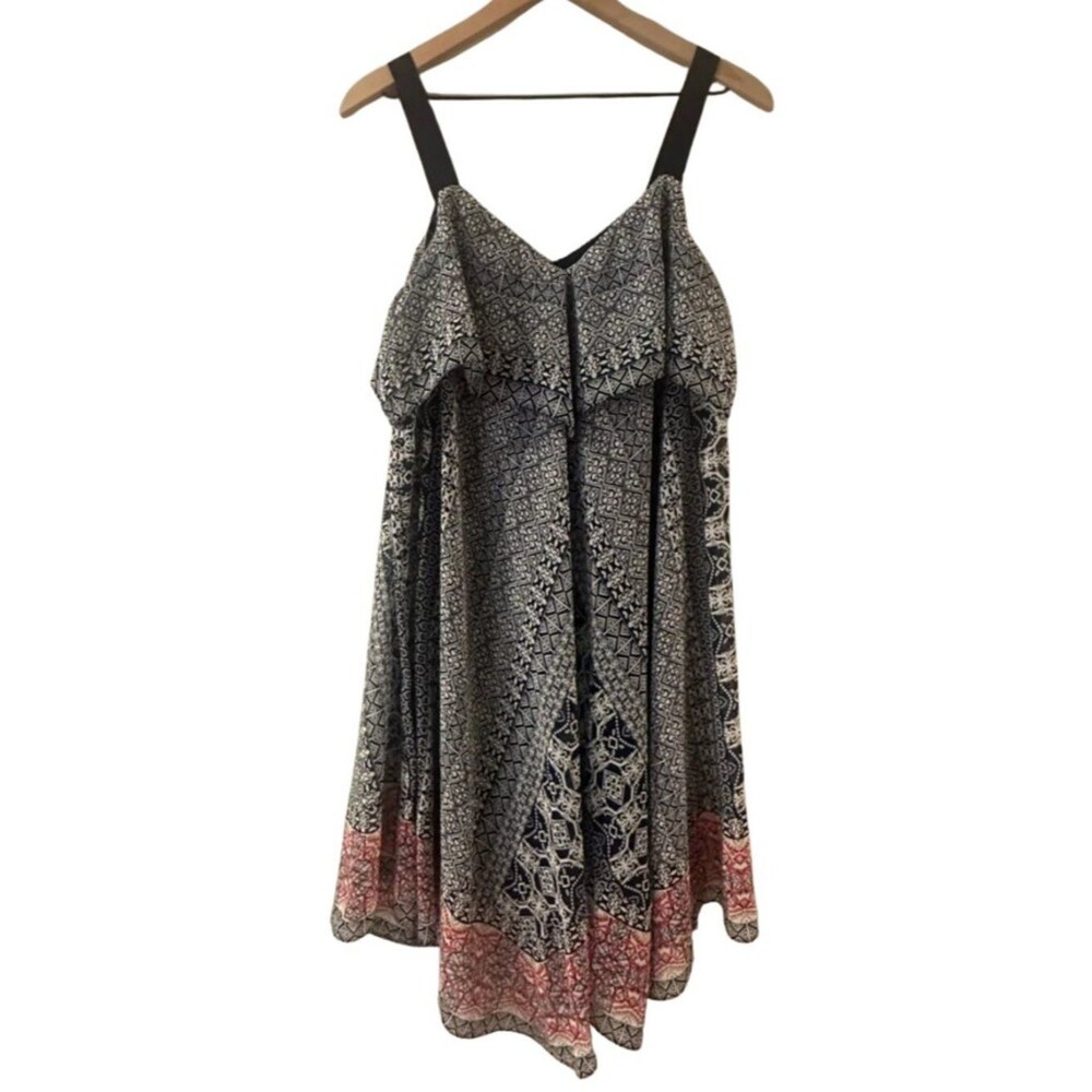 Jessica Simpson Navy & Red Paisley Handkerchief Dress